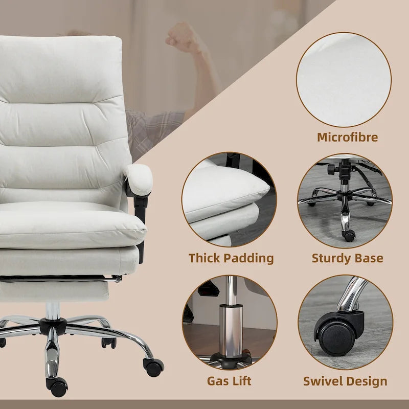 Fauteuil de bureau massant inclinable chauffant à vibrations en microfibre Vinsetto