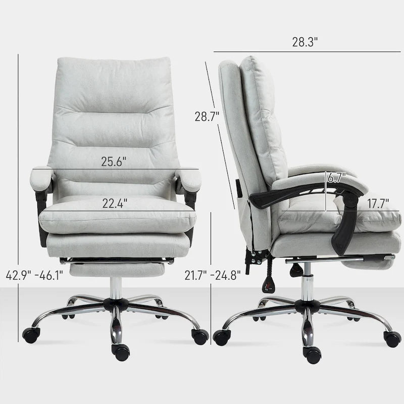 Fauteuil de bureau massant inclinable chauffant à vibrations en microfibre Vinsetto