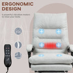 Fauteuil de bureau massant inclinable chauffant à vibrations en microfibre Vinsetto