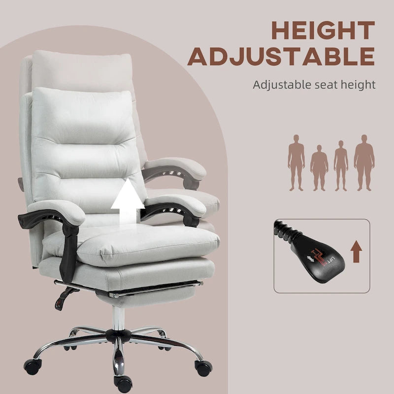 Fauteuil de bureau massant inclinable chauffant à vibrations en microfibre Vinsetto