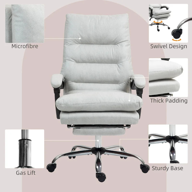 Fauteuil de bureau massant inclinable chauffant à vibrations en microfibre Vinsetto