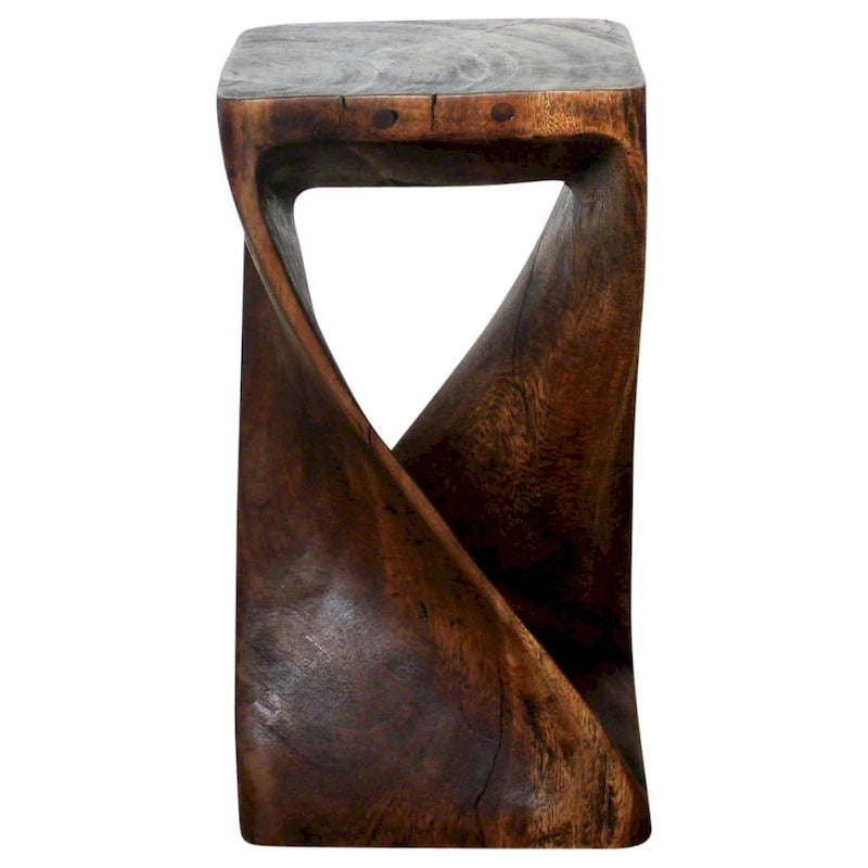 Tabouret Haussmann Original Wood Twist 10 x 10 x 18 po, finition huile moka - 10 x 10 x 18