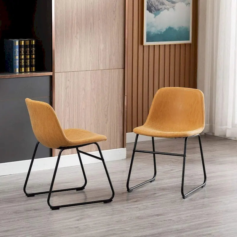 Chaises de salle à manger modernes en similicuir avec structure en métal (lot de 2) - Résistantes à l'eau