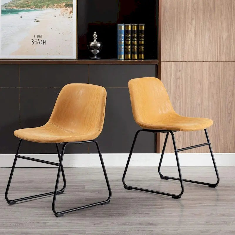 Chaises de salle à manger modernes en similicuir avec structure en métal (lot de 2) - Résistantes à l'eau