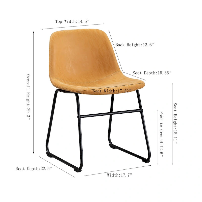 Chaises de salle à manger modernes en similicuir avec structure en métal (lot de 2) - Résistantes à l'eau