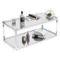Table basse chromée, table basse en verre avec étagère