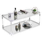 Table basse chromée, table basse en verre avec étagère