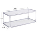 Table basse chromée, table basse en verre avec étagère