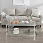 Table basse chromée, table basse en verre avec étagère