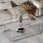 Table basse chromée, table basse en verre avec étagère