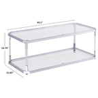 Table basse chromée, table basse en verre avec étagère