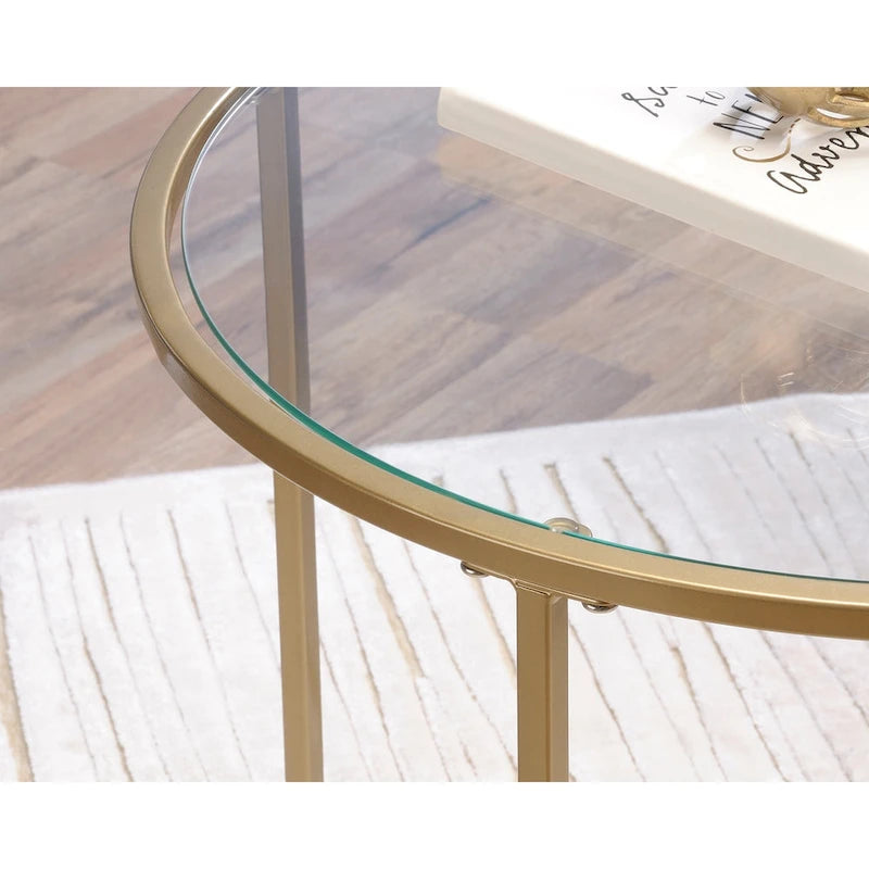 Table d'appoint ronde Int Lux en or satiné