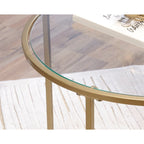 Table d'appoint ronde Int Lux en or satiné