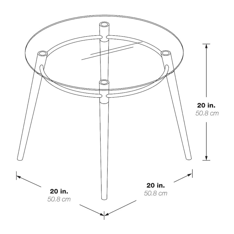 Table d'appoint ronde en verre style Brooklyn, milieu du siècle