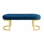 Banc contemporain Morden Fort, assise en velours capitonné avec pieds en métal, idéal pour l'entrée, la chambre ou le salon.
