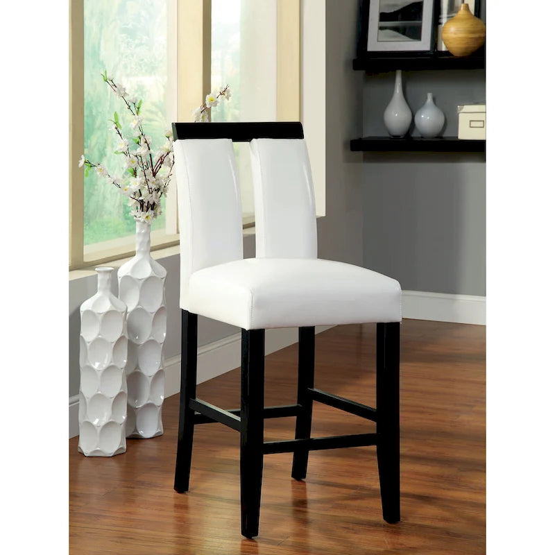 Ensemble de salle à manger Blanton contemporain en bois massif noir avec éclairage LED, 5 pièces, hauteur comptoir, par Furniture of America