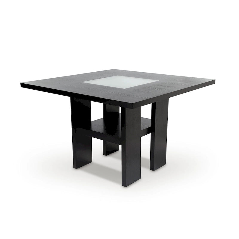 Ensemble de salle à manger Blanton contemporain en bois massif noir avec éclairage LED, 5 pièces, hauteur comptoir, par Furniture of America