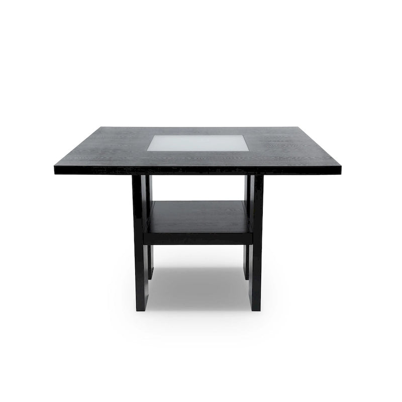 Ensemble de salle à manger Blanton contemporain en bois massif noir avec éclairage LED, 5 pièces, hauteur comptoir, par Furniture of America