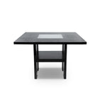 Ensemble de salle à manger Blanton contemporain en bois massif noir avec éclairage LED, 5 pièces, hauteur comptoir, par Furniture of America