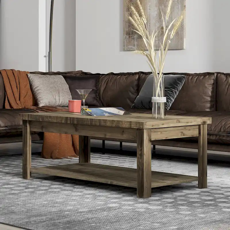 Table basse Bridgevine Home Joshua Creek de 122 cm (48 po), aucun assemblage requis, finition bois de grange