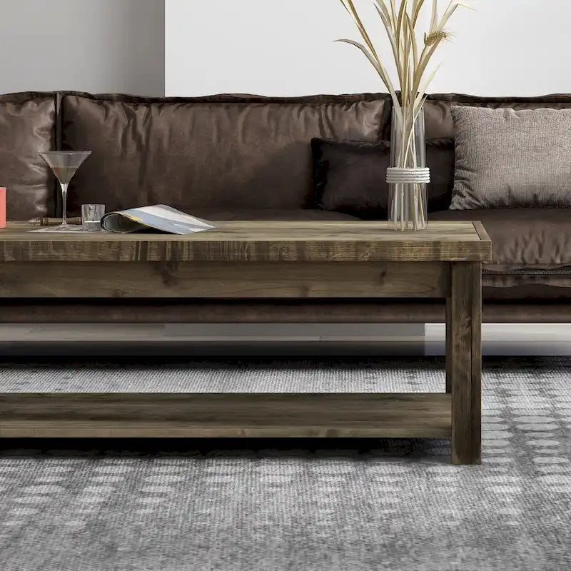 Table basse Bridgevine Home Joshua Creek de 122 cm (48 po), aucun assemblage requis, finition bois de grange