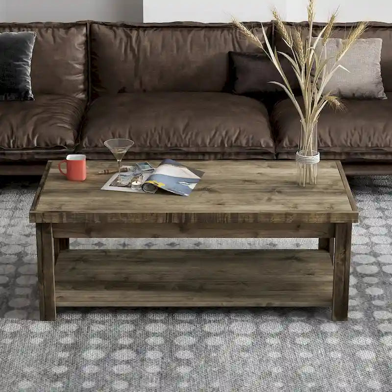 Table basse Bridgevine Home Joshua Creek de 122 cm (48 po), aucun assemblage requis, finition bois de grange