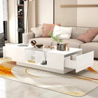 Table basse de rangement, finition brillante, éclairage LED, style cocktail - 47,4 W
