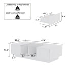 Table basse de rangement, finition brillante, éclairage LED, style cocktail - 47,4 W
