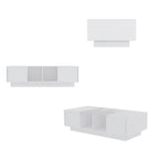Table basse de rangement, finition brillante, éclairage LED, style cocktail - 47,4 W
