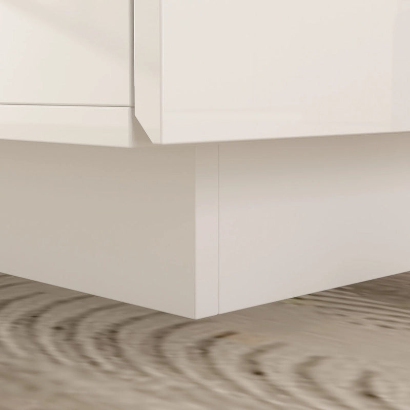 Table basse de rangement, finition brillante, éclairage LED, style cocktail - 47,4 W