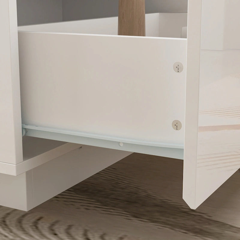 Table basse de rangement, finition brillante, éclairage LED, style cocktail - 47,4 W