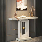 Console moderne à piètement géométrique, table d'appoint étroite de 100 cm (39,4 pouces) avec décor doré, idéale pour le salon, l'entrée ou le couloir.