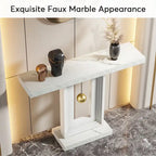 Console moderne à piètement géométrique, table d'appoint étroite de 100 cm (39,4 pouces) avec décor doré, idéale pour le salon, l'entrée ou le couloir.