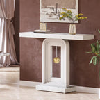 Console moderne à piètement géométrique, table d'appoint étroite de 100 cm (39,4 pouces) avec décor doré, idéale pour le salon, l'entrée ou le couloir.