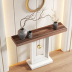 Console moderne à piètement géométrique, table d'appoint étroite de 100 cm (39,4 pouces) avec décor doré, idéale pour le salon, l'entrée ou le couloir.