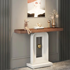 Console moderne à piètement géométrique, table d'appoint étroite de 100 cm (39,4 pouces) avec décor doré, idéale pour le salon, l'entrée ou le couloir.