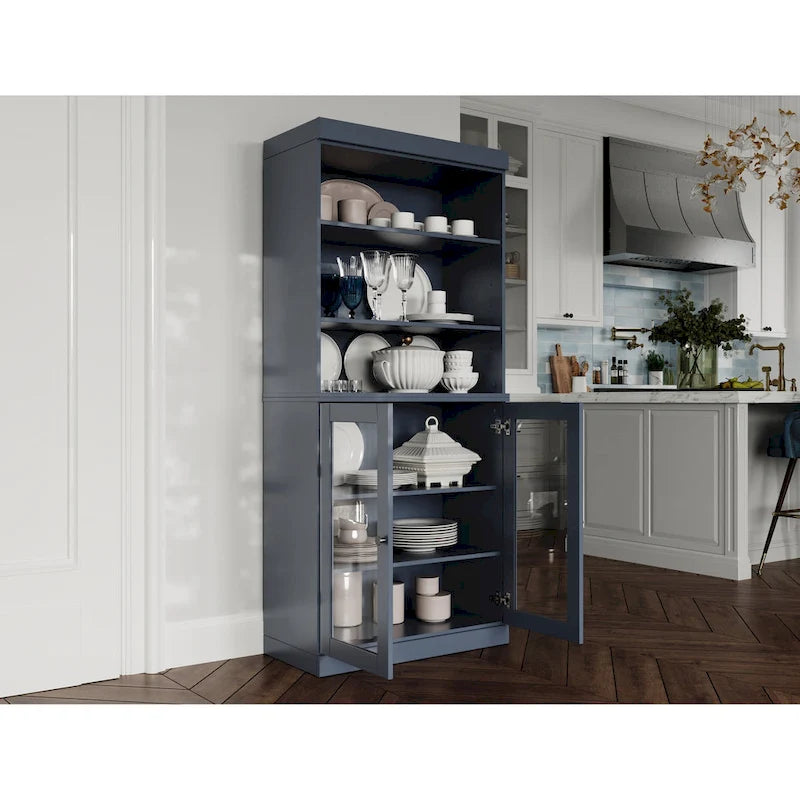 Armoire de cuisine 32 pouces (81 cm) en bois massif avec 2 portes, 100 % bois massif, par Palace Imports