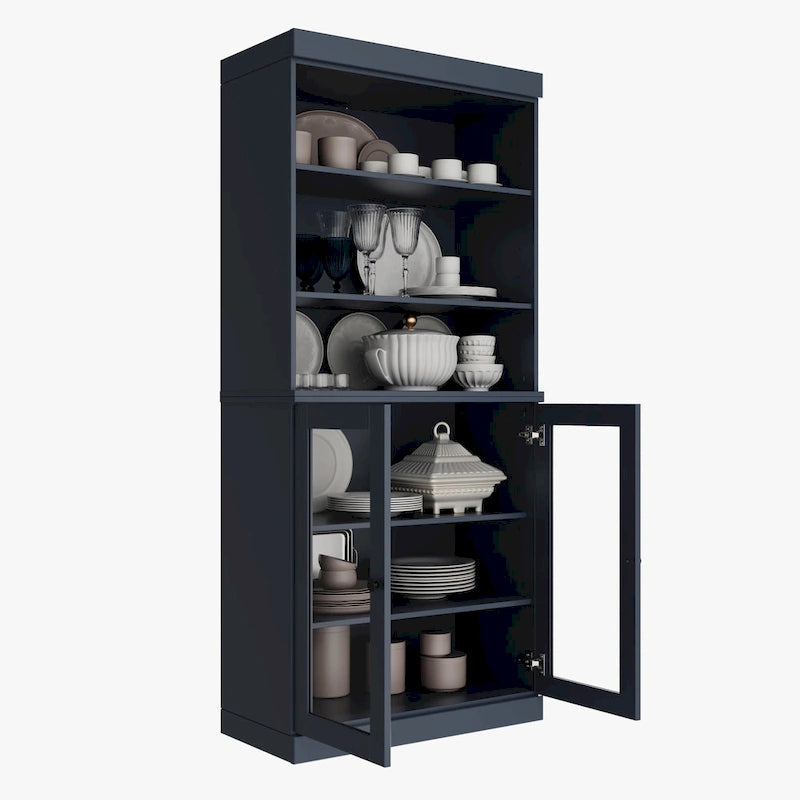 Armoire de cuisine 32 pouces (81 cm) en bois massif avec 2 portes, 100 % bois massif, par Palace Imports
