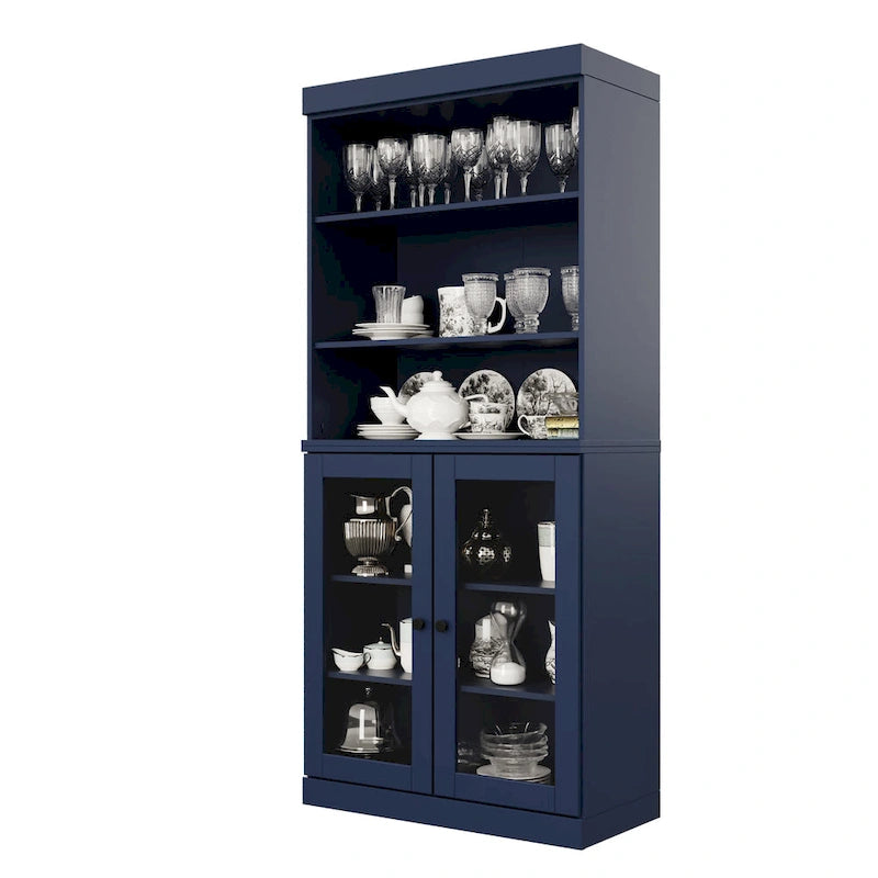 Armoire de cuisine 32 pouces (81 cm) en bois massif avec 2 portes, 100 % bois massif, par Palace Imports