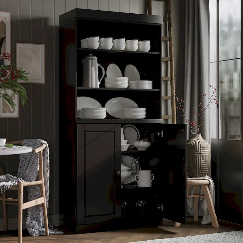 Armoire de cuisine 32 pouces (81 cm) en bois massif avec 2 portes, 100 % bois massif, par Palace Imports