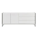 Buffet-vendeur IL VETRO en laque blanche brillante avec verre transparent.