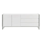 Buffet-vendeur IL VETRO en laque blanche brillante avec verre transparent.