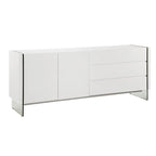 Buffet-vendeur IL VETRO en laque blanche brillante avec verre transparent.