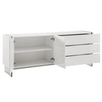 Buffet-vendeur IL VETRO en laque blanche brillante avec verre transparent.