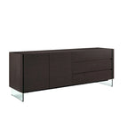 Buffet-vendeur IL VETRO en laque blanche brillante avec verre transparent.