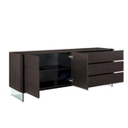 Buffet-vendeur IL VETRO en laque blanche brillante avec verre transparent.