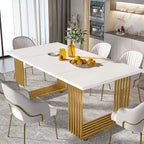 Table de salle à manger moderne pour 6 à 8 personnes, 180 cm de long, blanche.