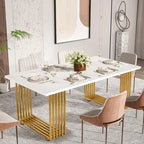 Table de salle à manger moderne pour 6 à 8 personnes, 180 cm de long, blanche.