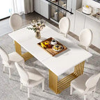 Table de salle à manger moderne pour 6 à 8 personnes, 180 cm de long, blanche.