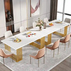 Table de salle à manger moderne pour 6 à 8 personnes, 180 cm de long, blanche.